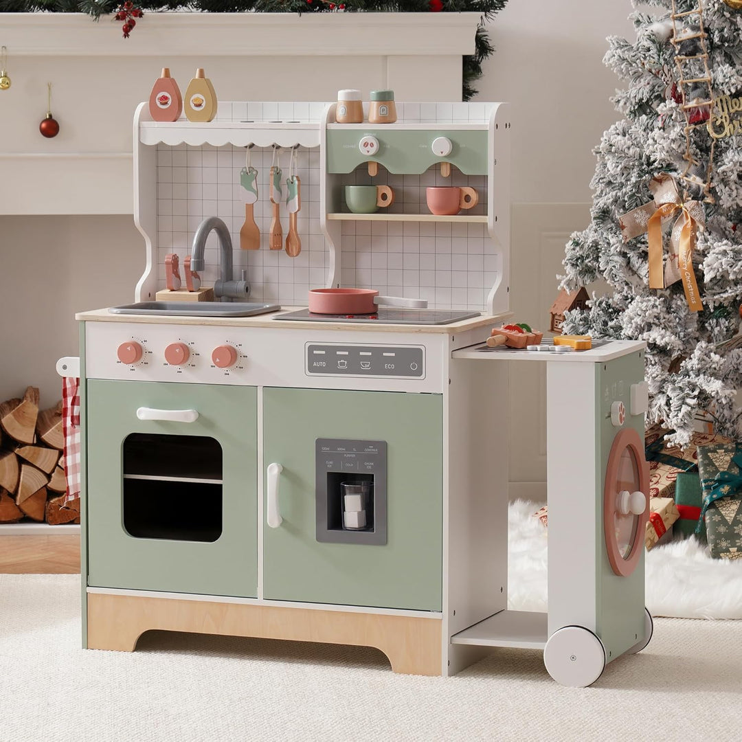 ROBUD Juego de cocina de madera para niños pequeños, juego de cocin...