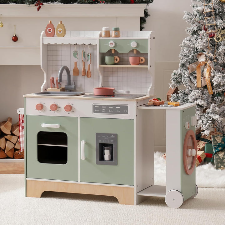 ROBUD Juego de cocina de madera para niños pequeños, juego de cocin...