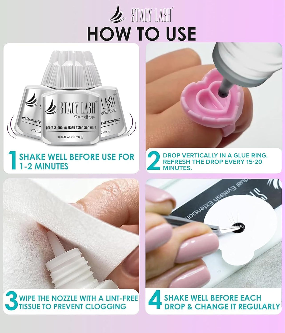 STACY LASH - Pegamento sensible para extensiones de pestañas 10 ml...