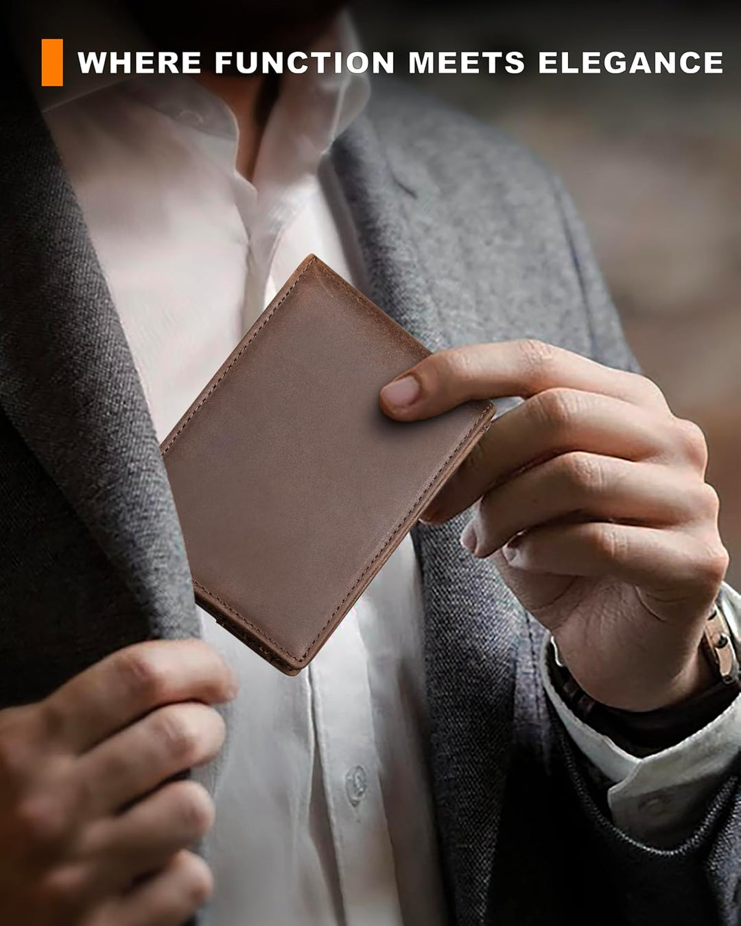 BROSHOPP Billetera Airtag para Hombres, Billetera Bifold de Cuero d...