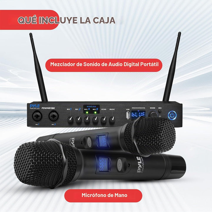 Sistema de micrófono inalámbrico digital Pyle con Bluetooth - Inclu...