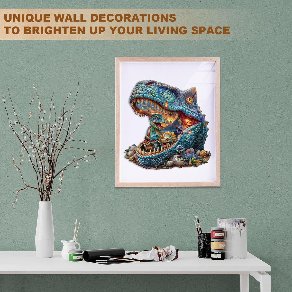 Jigfoxy Rompecabezas de madera para adultos, dinosaurios para adultos, rompecabezas de corte de madera con forma de animal único, regalos de Navidad de Acción de Gracias para amigos y familia (M-11.4