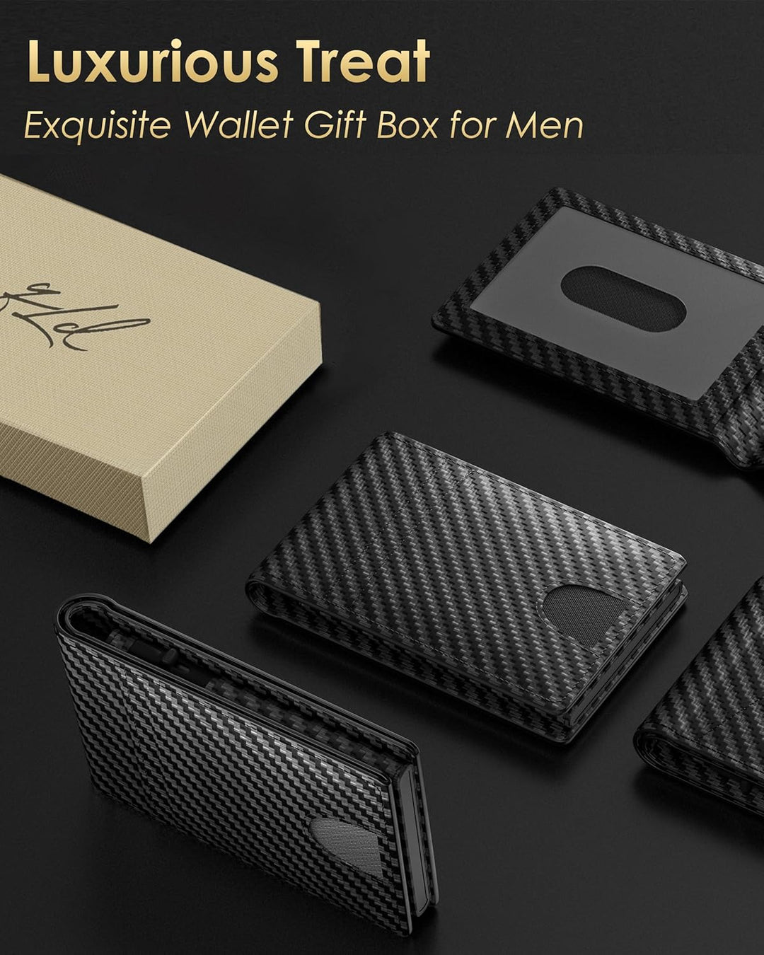 QLD - Cartera minimalista para hombres - Billetera delgada de cuero...