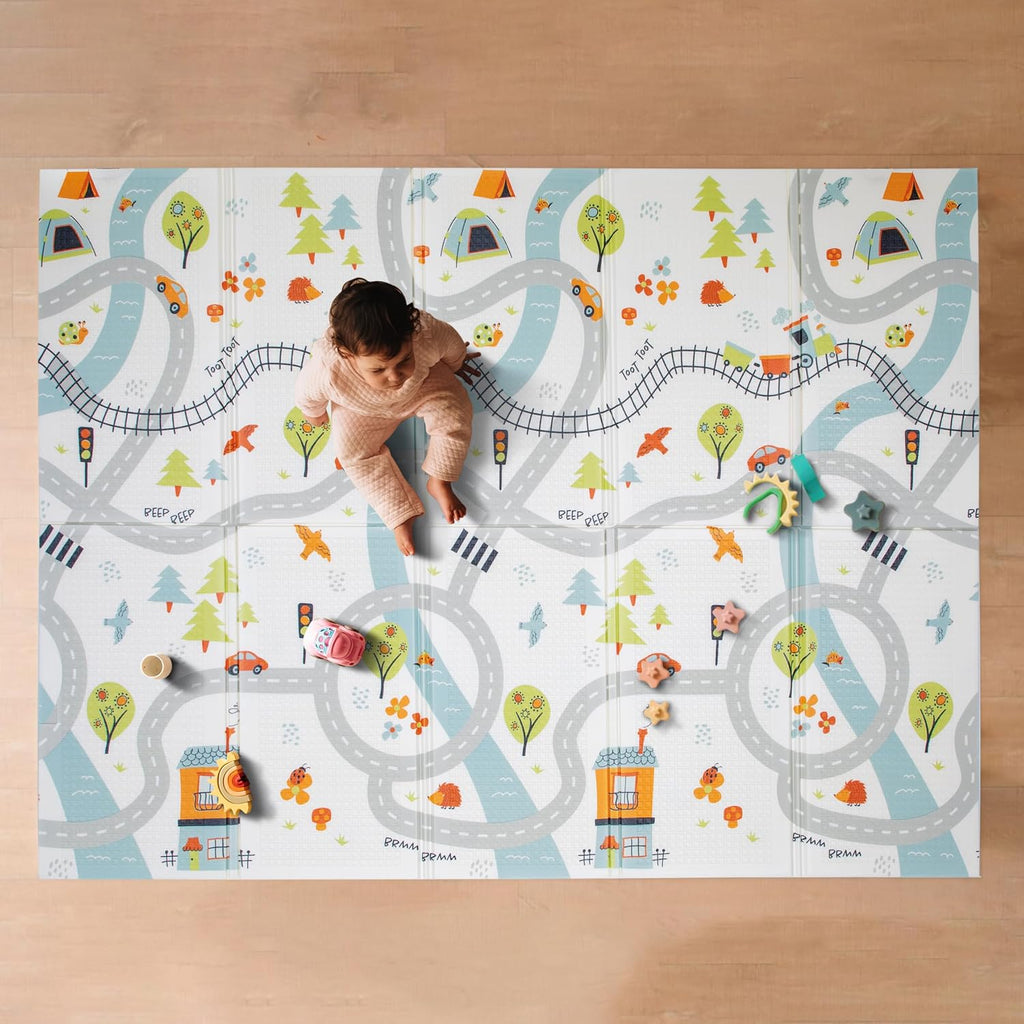 Nuby Alfombra de juego plegable reversible para bebé, 77 "x 58", XXL, 0M+