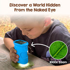 Microscopio digital para niños [zoom 4K 1000x con pantalla IPS de 2.0 pulgadas] - Microscopio de bolsillo de mano para niños para exploración y experimentos al aire libre - Juguete STEM y regalo de