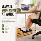 Lámpara Hiceeden Reposapiés de bambú debajo del escritorio, reposapiés ergonómico con 4 alturas ajustables, taburete antideslizante con superficie de masaje para trabajo en oficina y hogar, mejora la postura