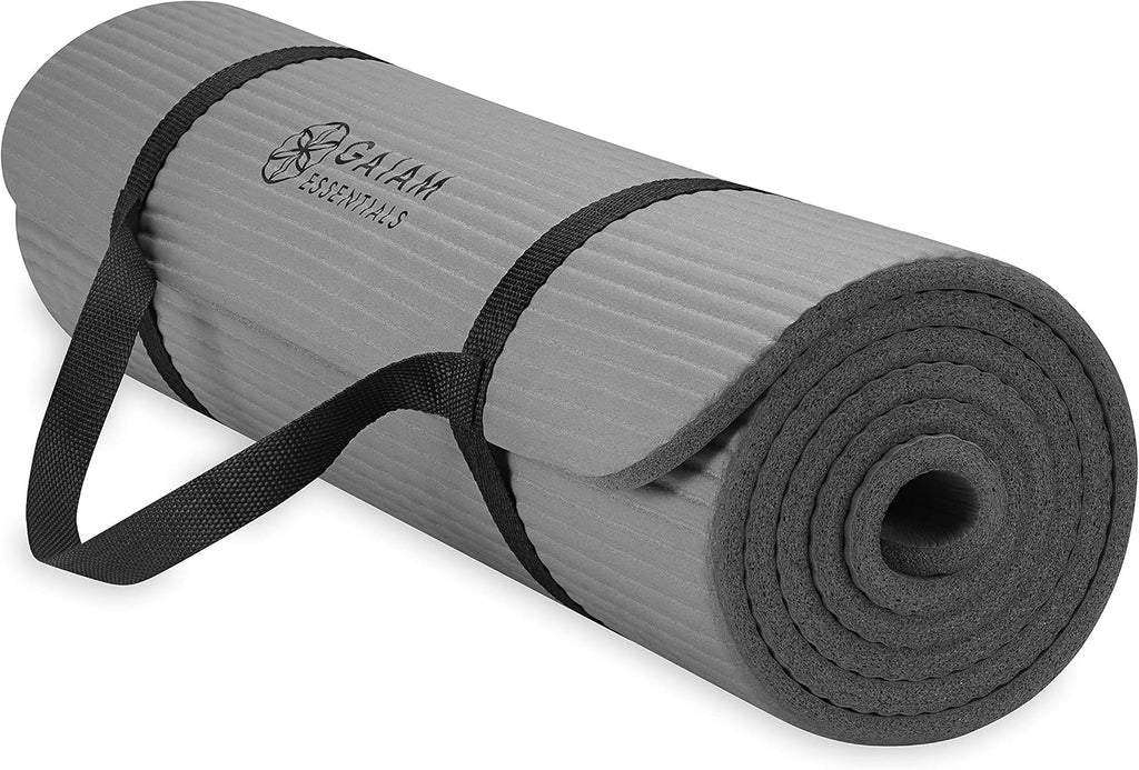 Gaiam Tapete de yoga grueso, esterilla de ejercicio y fitness con correa de