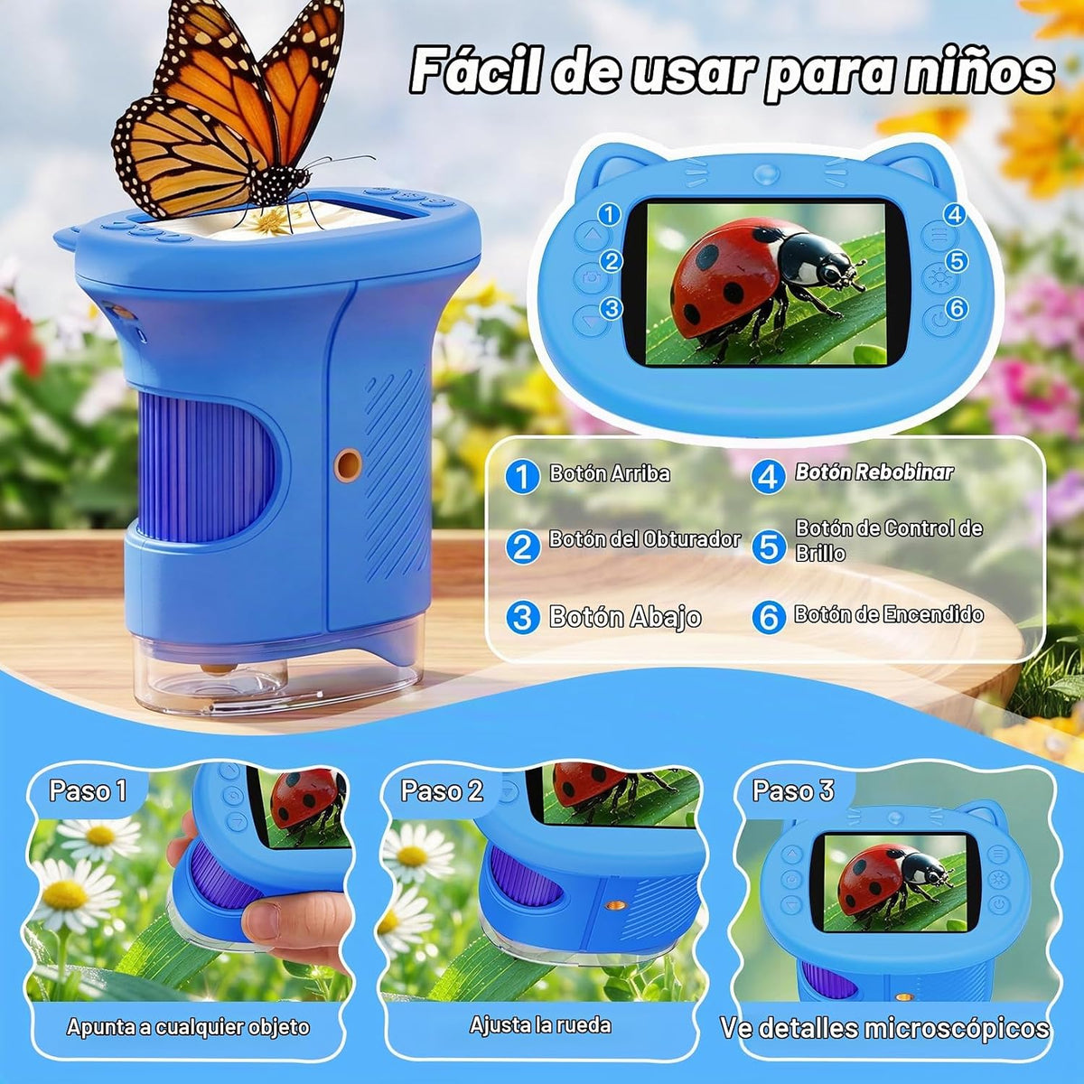 Microscopio digital del PDA 1000X para los niños con la pantalla 4K