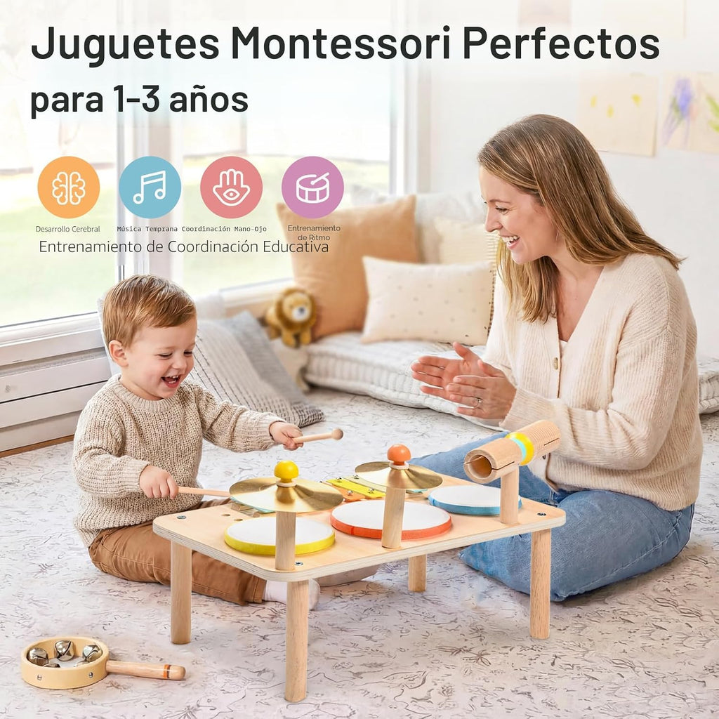 Set de batería para niños, Juguetes Montessori 9 en 1