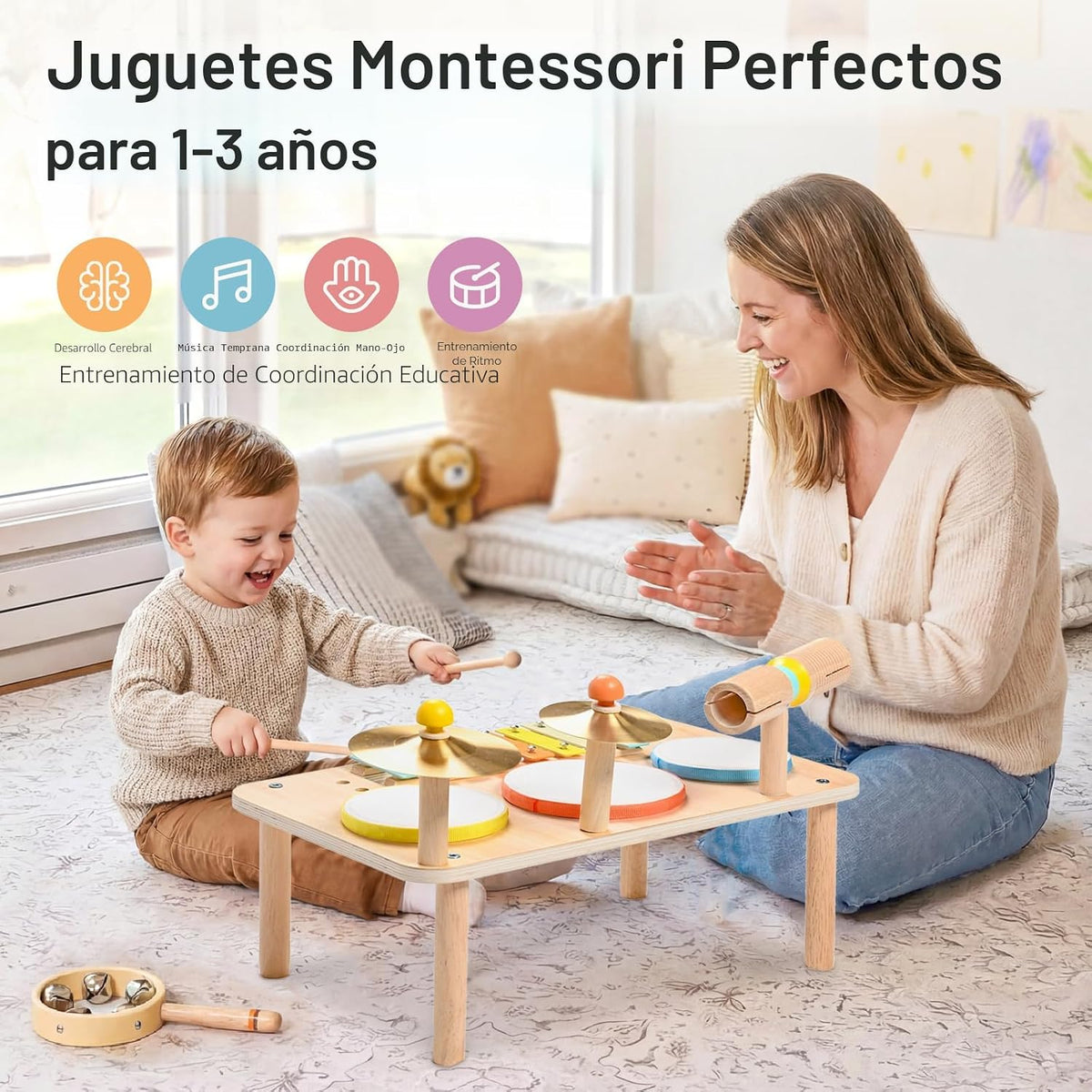 Set de batería para niños, Juguetes Montessori 9 en 1