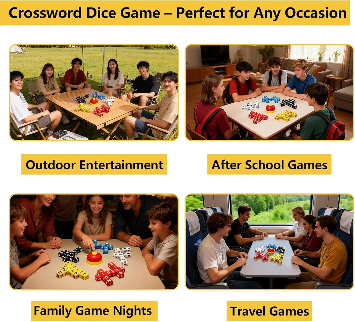 SIXPOINTS Juegos de dados de crucigramas de 60 piezas, juegos de ortografía