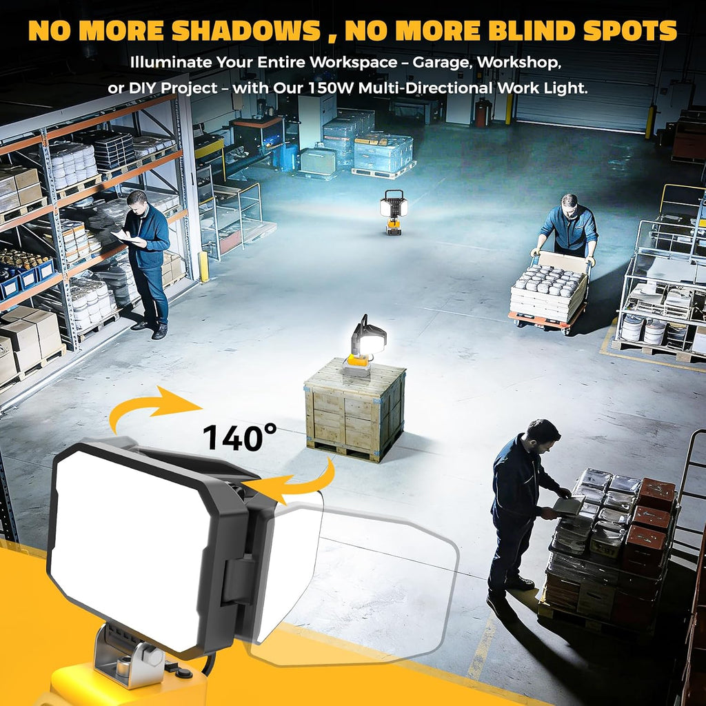 2 luces LED de trabajo compatibles con batería de 20 V, 150 W 15000 lúmenes