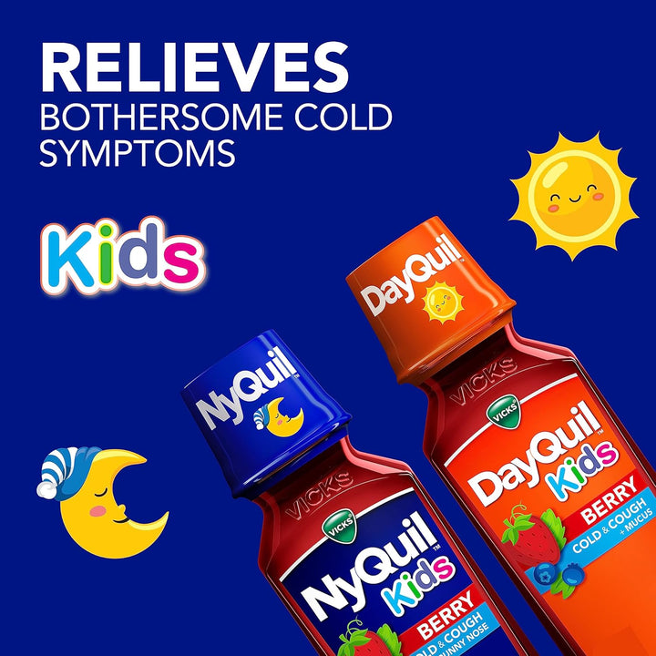 VICKS Kids DayQuil NyQuil Berry - Paquete de medicina