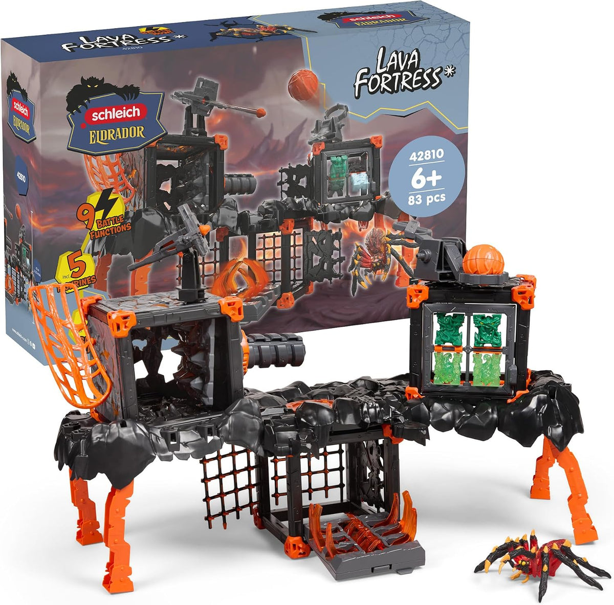 Schleich Eldrador 42810 - Juego de 83 piezas de Lava Fortress para niños a