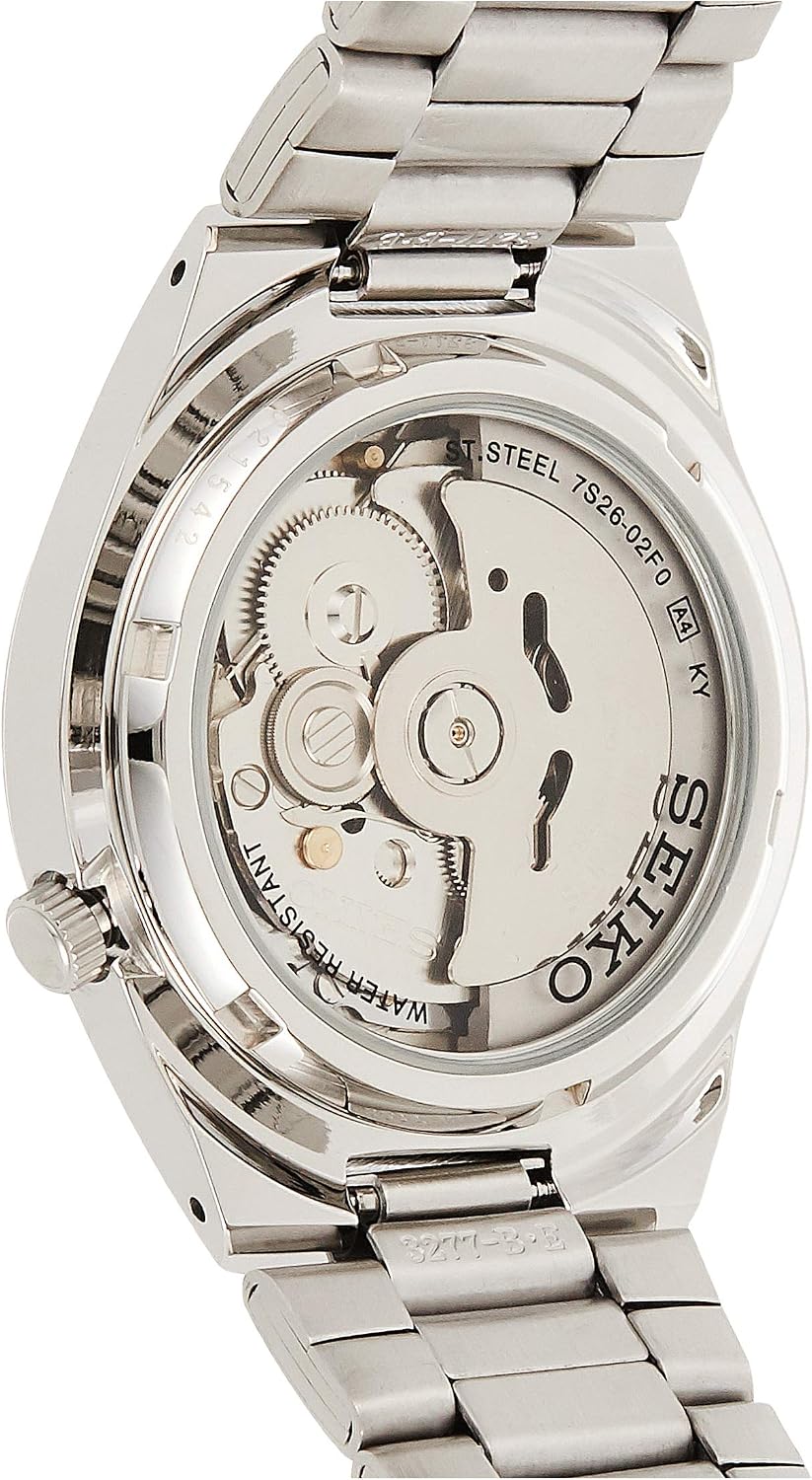 Seiko Reloj casual automático japonés de acero inoxidable de 5' para hombre, color: esfera negra (Modelo: SNK617), Tono-plateado, Reloj automático