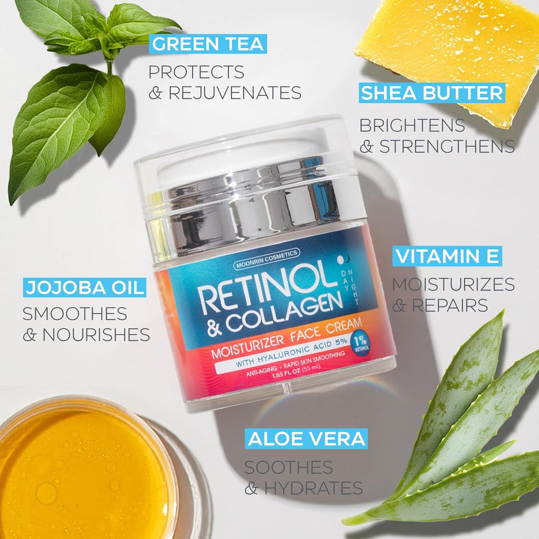 Crema de retinol para cara con ácido hialurónico \u2013 Hidratante...