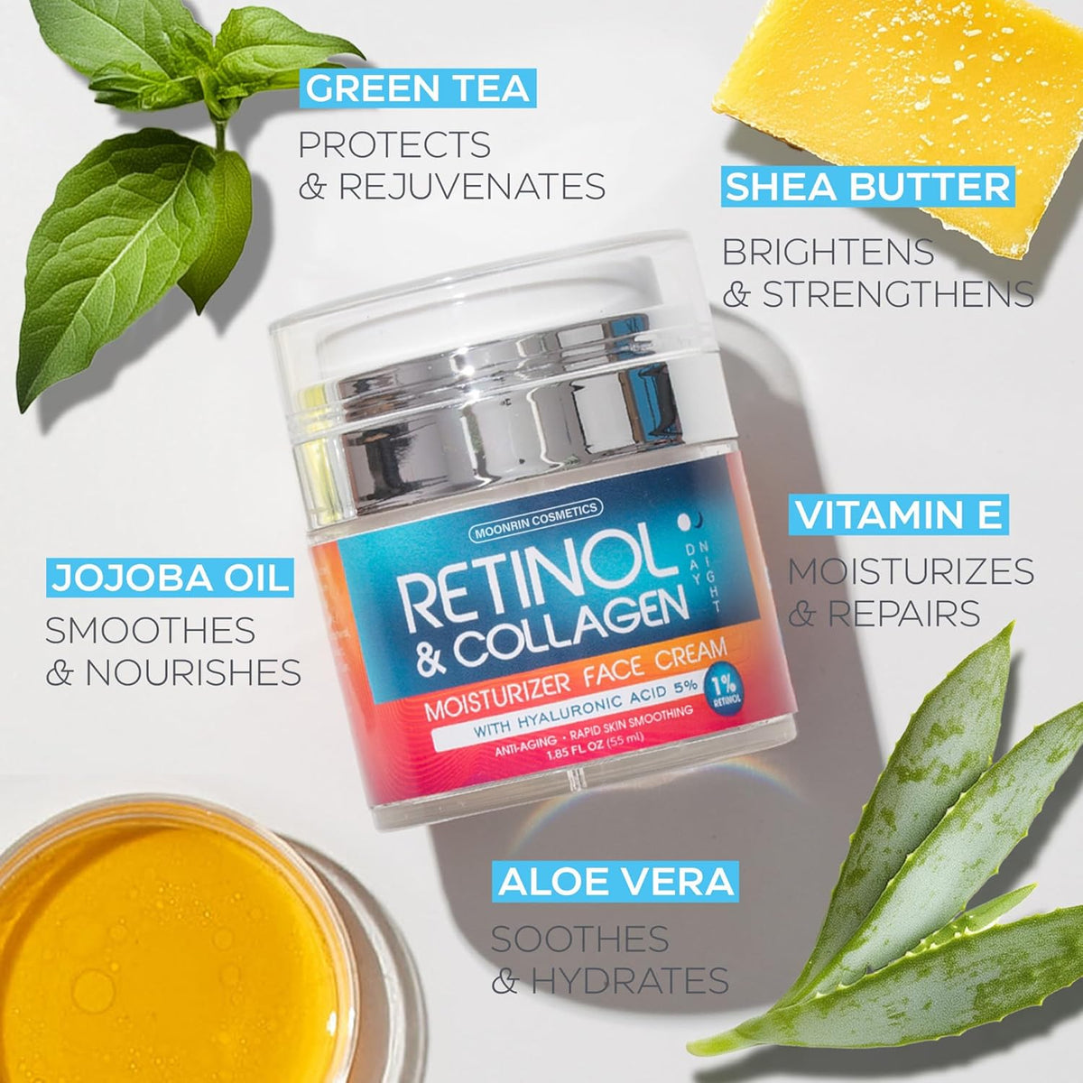 Crema de retinol para cara con ácido hialurónico \u2013 Hidratante...