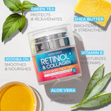 Crema de retinol para cara con ácido hialurónico \u2013 Hidratante...