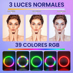 TODI Anillo de luz RGB de 12 pulgadas con soporte de trípode de 63 pulgadas, 3 modos CCT y 39 modos de color. Anillo de luz para selfie con soporte, 2 en 1 luz LED con mando a distancia para selfie