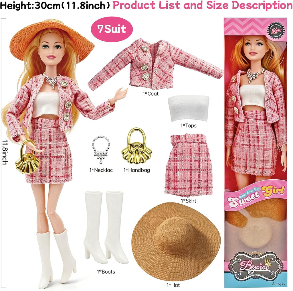 Juego de muñecas de moda de juguete americano de 11.5 pulgadas | Paquete de 4 muñecas de princesa para niñas de 6 a 12 años | Juego de muñecas con accesorios como bolso, sombrero, corona, collar