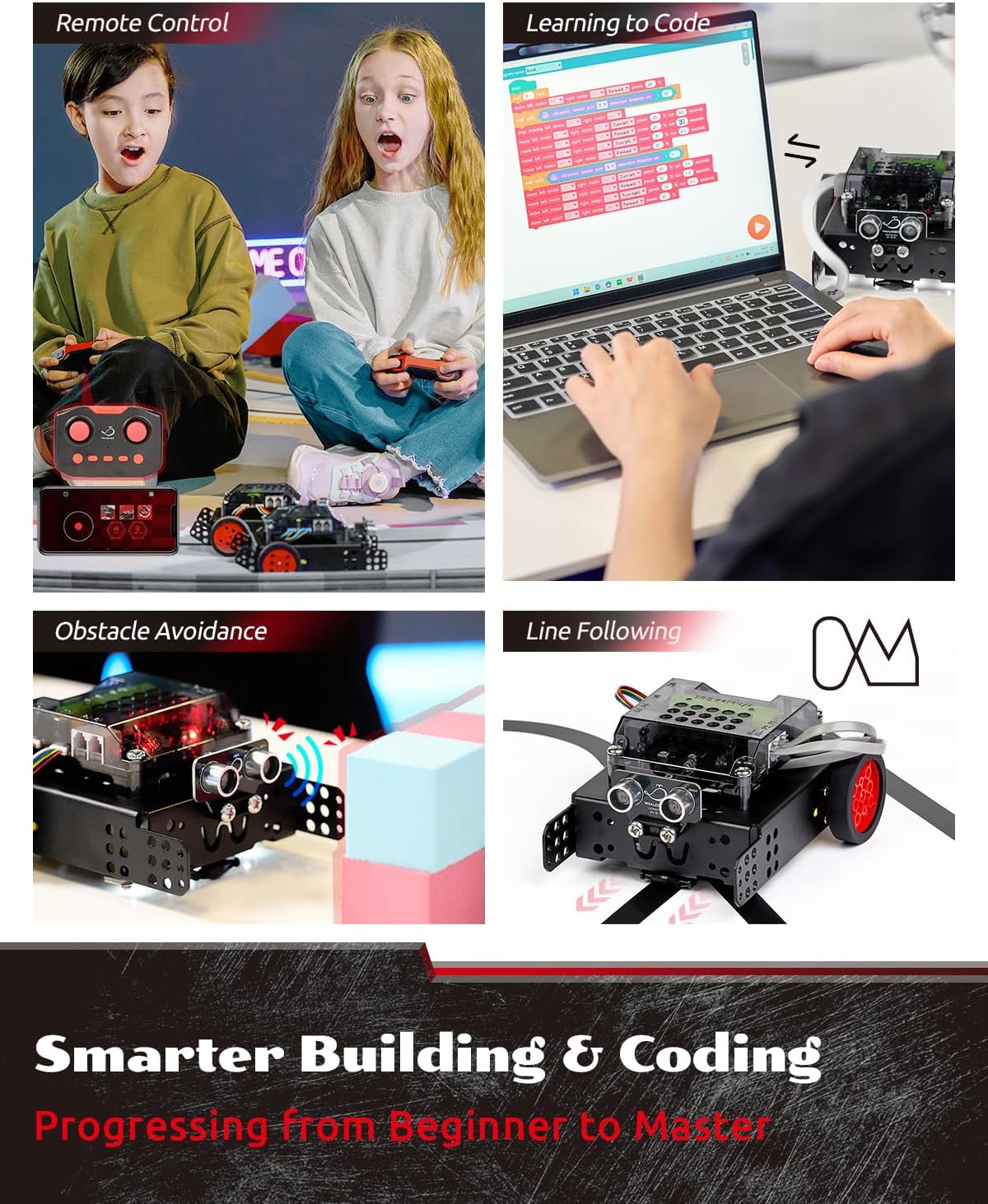 WhalesBot Rocky - Kit de coche robot de codificación para niños de 8 a 12 años, 12 a 16, juguete educativo de ingeniería STEM, programación Scratch Python C y control remoto, regalo de ciencia para niños y niñas de 8, 9, 10, 11, 12 años en adelante