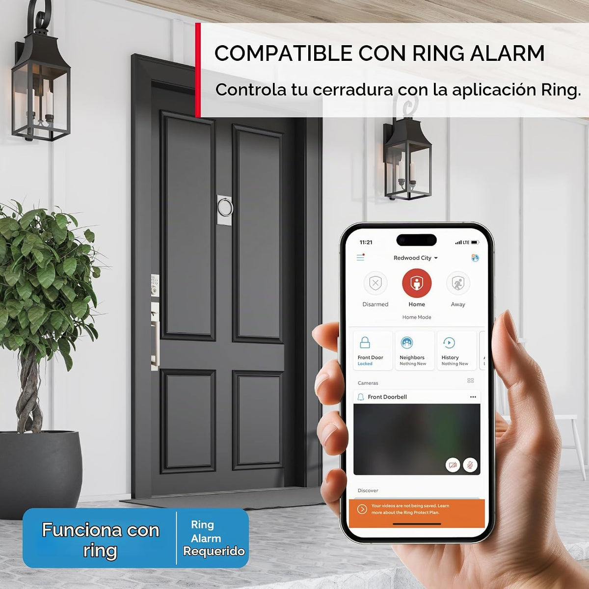 Kwikset HomeConnect 620 Z-Wave con teclado inteligente de largo alcance, cerradura sin llave conveniente, códigos de usuario personalizables, compatible con Ring Alarm, se requiere Hub, se vende por