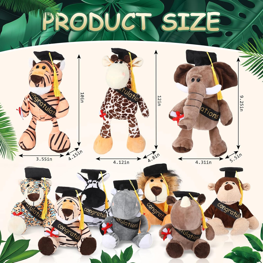 HyDren Juego de 10 animales de peluche de safari de graduación de 9...
