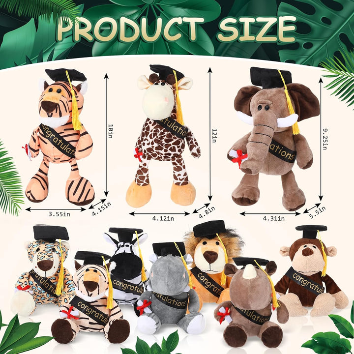 HyDren Juego de 10 animales de peluche de safari de graduación de 9...