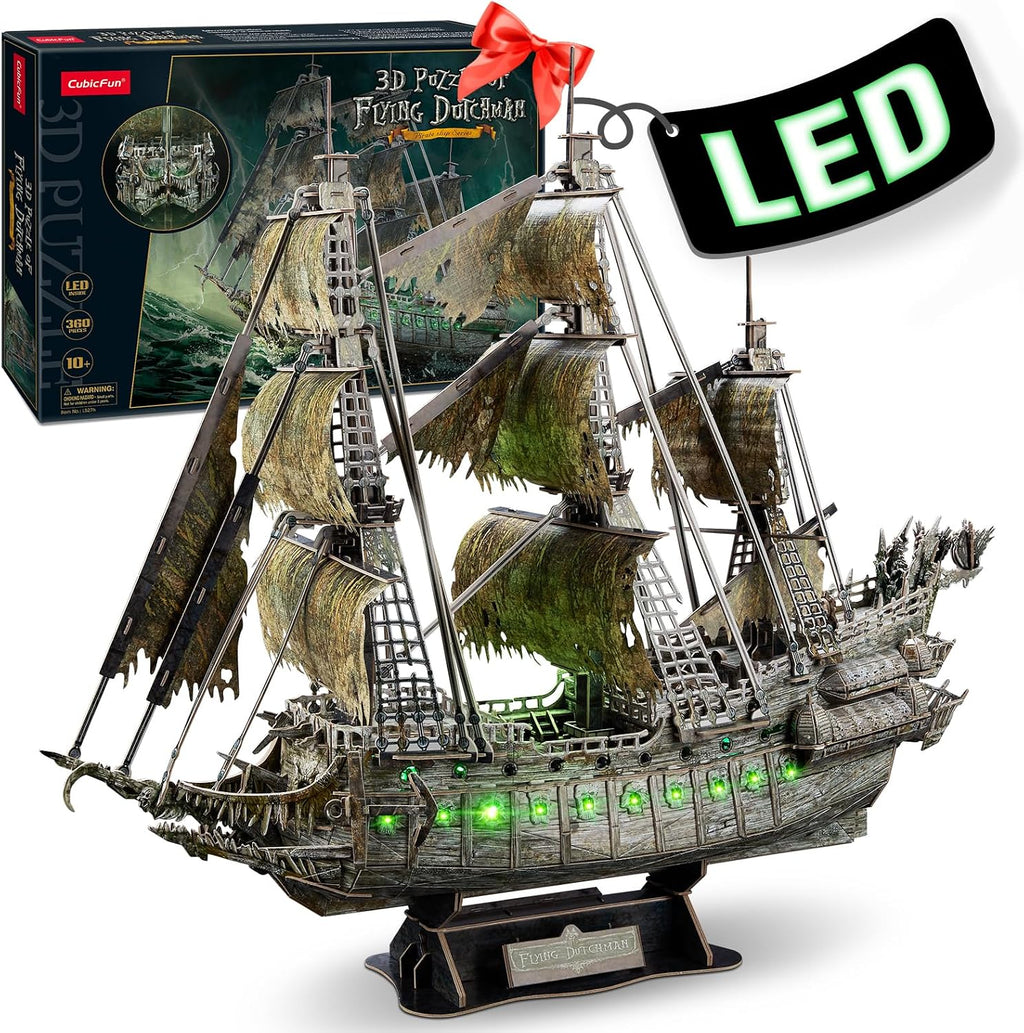CubicFun Flying Dutchman - Rompecabezas de barco pirata 3D con LED verdes
