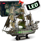 CubicFun Flying Dutchman - Rompecabezas de barco pirata 3D con LED verdes