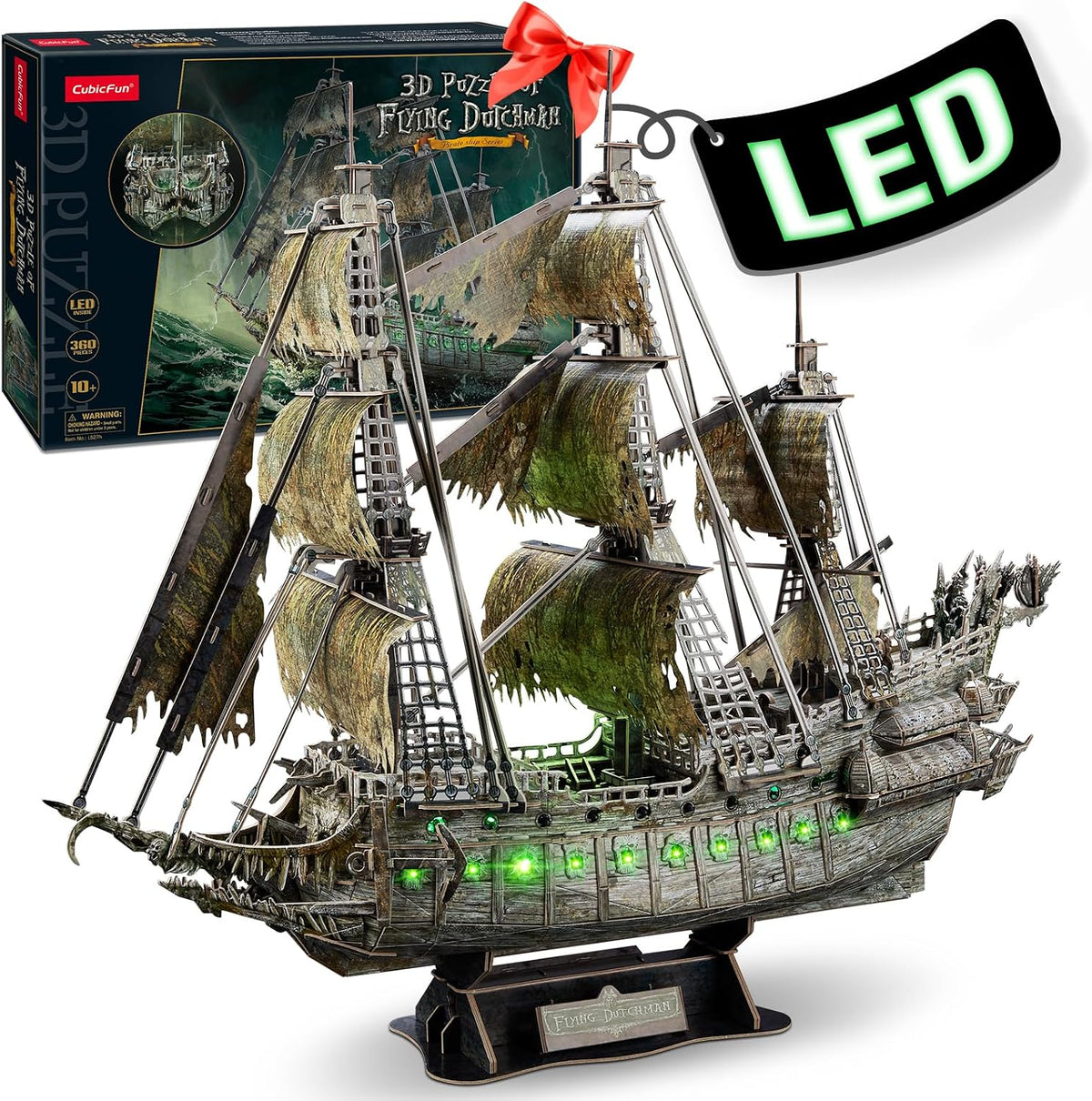 CubicFun Flying Dutchman - Rompecabezas de barco pirata 3D con LED verdes