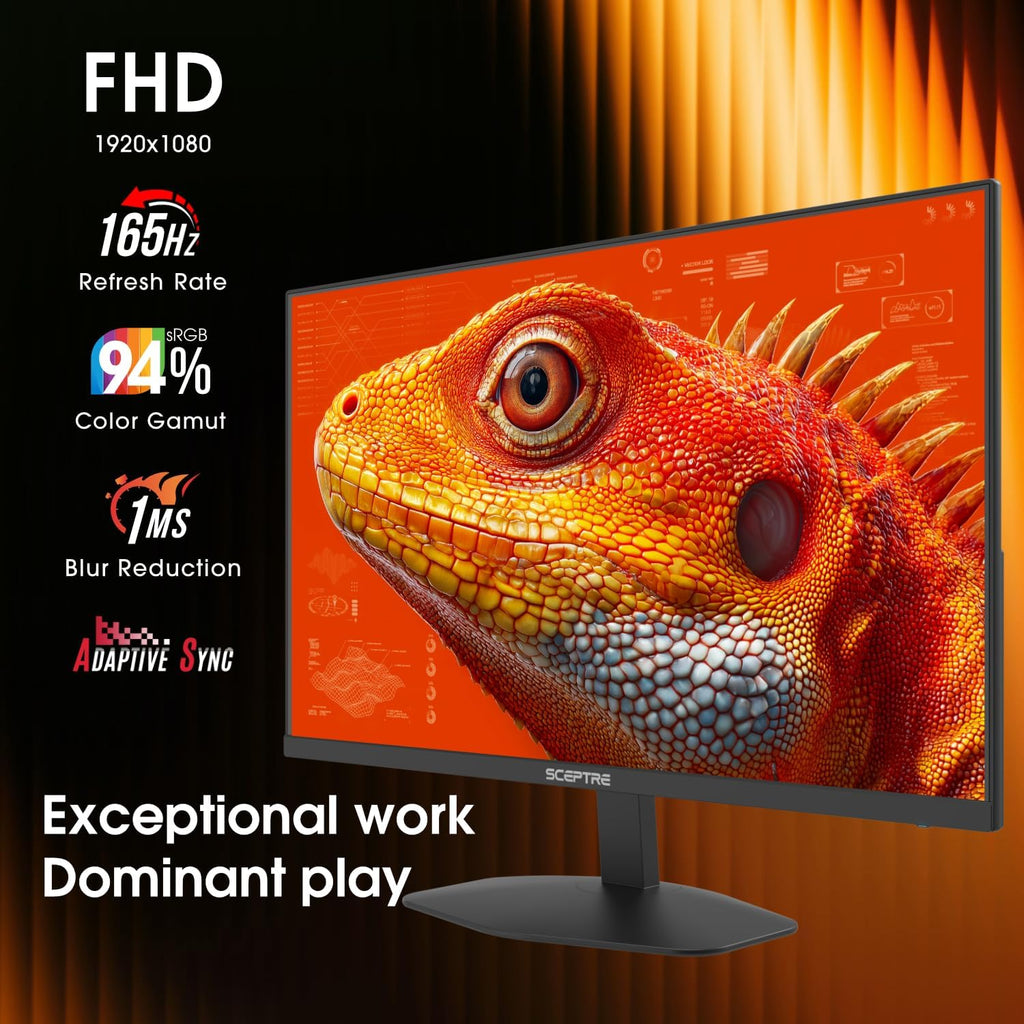 Sceptre - Monitor de juegos Prime de 24 pulgadas DisplayPort x2 165Hz HDMI x2 165Hz altavoces integrados, negro máquina 2027 (Serie E248B-FW165T)