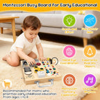 Montessori - Tablero de actividades sensoriales y luces LED para niños pequeños, tablero de madera con cajas de música y cerraduras y 17 luces LED, juguete educativo de viaje, regalo de cumpleaños