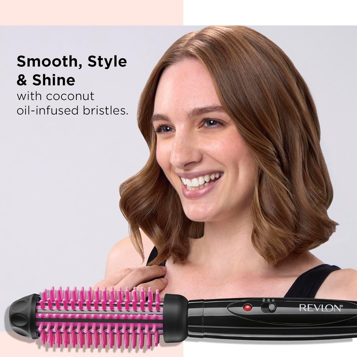 Cepillo que voluminiza el cabello calentado de silicón, 1 pulgada, Revlon Salon, Rosa