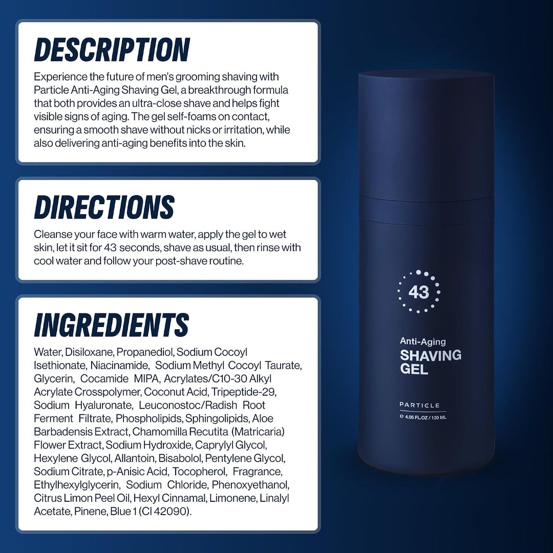 Particle Gel de afeitar antienvejecimiento para hombres, ayuda a re...