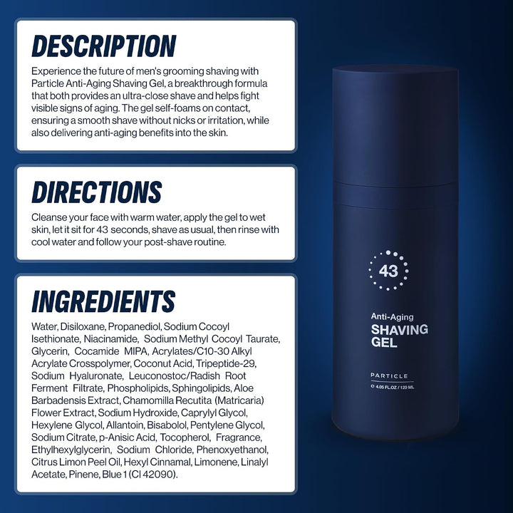 Particle Gel de afeitar antienvejecimiento para hombres, ayuda a re...