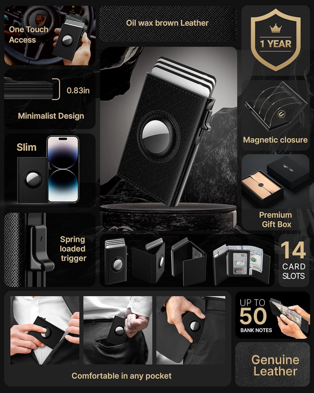 typecase Billetera para Hombre con Soporte para Tarjetas para AirTa...