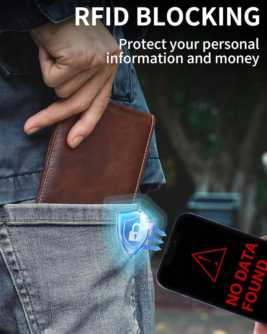 Artpaxy Billetera Bifold plegable para hombre de cuero genuino con...