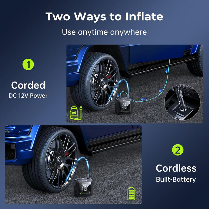 Syncwire Inflador de neumáticos, compresor de aire portátil, bomba...