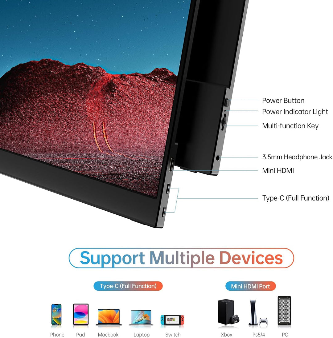 MNN Monitor portátil 4K de 15.6 pulgadas 3840 x 2160 UHD USB-C HDMI...