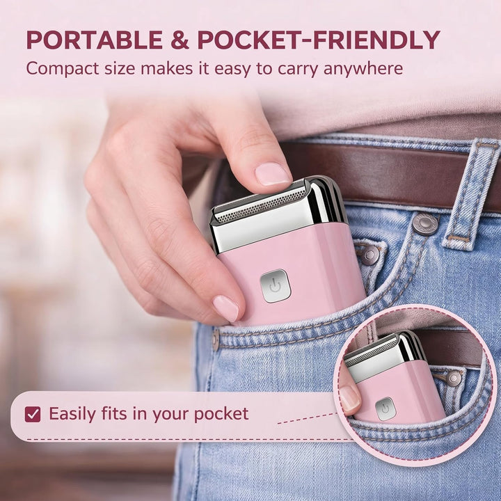 Mini afeitadora eléctrica para mujer, afeitadora recargable imperme...