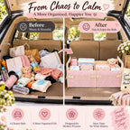 Organizador de Maletero para Coche con Tejido Acolchado y Estampado Floral para Mujeres, Almacenamiento SUV