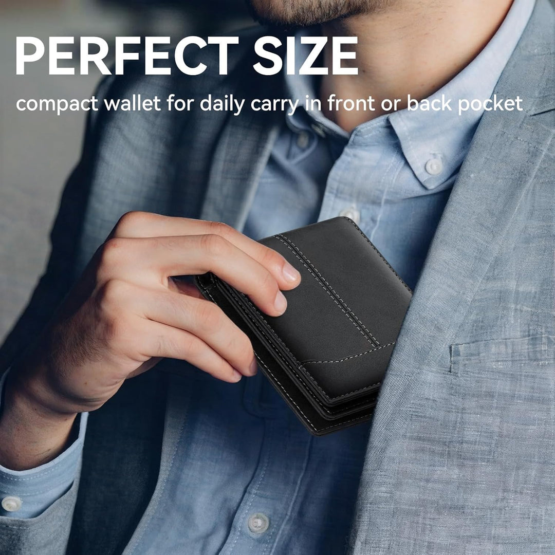 furid Top Grain Leather Wallet Men: RFID Minimalist Bifold Credit C...
