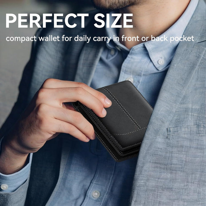 furid Top Grain Leather Wallet Men: RFID Minimalist Bifold Credit C...