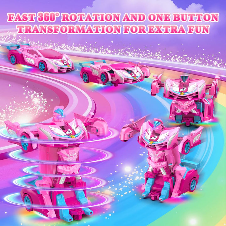 Coches RC Transformables de Unicornio para Niñas con Ojos de Arcoír...