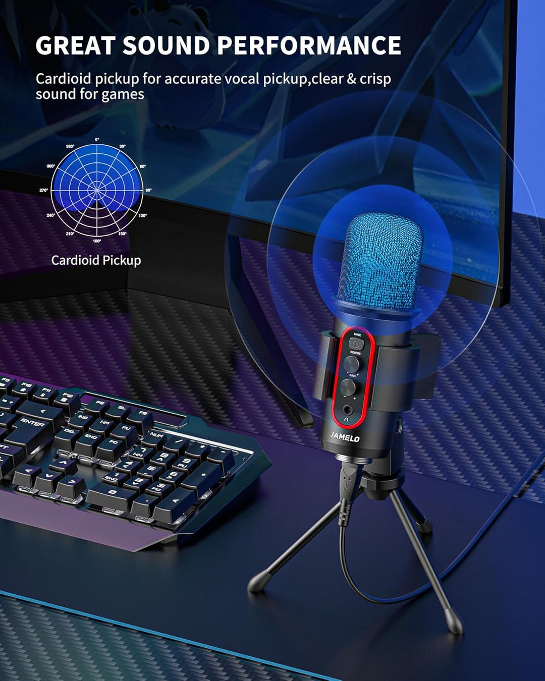 Camola Micrófono para juegos, micrófono de condensador de computado...