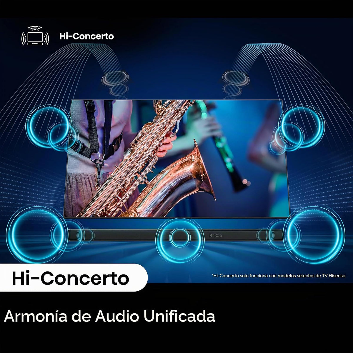 Hisense AX3120Q - Barra de sonido de 3.1.2 canales con subwoofer inalámbrico, altavoces de encendido ascendente, Dolby Atmos, DTS:X, Bluetooth 5.3, HDMI eARC, Roku TV Ready, control de aplicación y control remoto, 7 modos de ecualización, Hi-Concerto