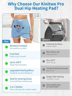 Almohadilla térmica de doble cadera para soporte de cadera, calentador de cadera de 12 V con batería y modos de frío caliente para caderas dobles, espalda y abdomen, muslos, hombros