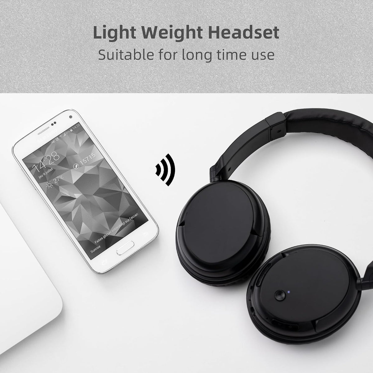 Auriculares inalámbricos Bluetooth sobre la oreja, transmisor Bluetooth para TV, PC, dispositivo de audio de 0.138 in, auriculares con cable e inalámbricos (negro)