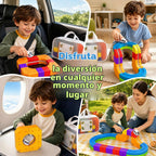 Juego de tren eléctrico 3D para niños, 22 piezas de juguete de pista de carreras 3D, juguete de tren de viaje portátil con bolsa de viaje, juegos de pista de carreras para niños, niños y niñas de 3